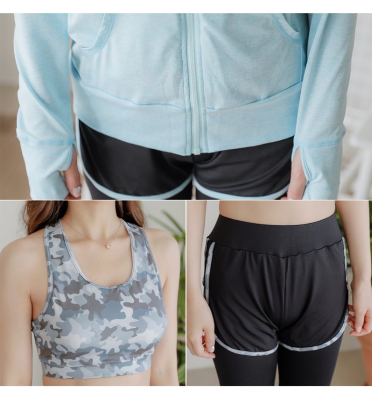 画像3: ラッシュガード/スポーツブラ/パンツ付きレギンス3点セットヨガウェア トレーニングウェア　スポーツウェア (3)