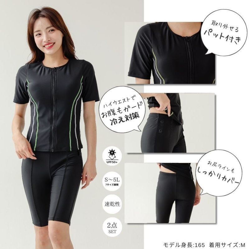 画像2: めぐれ防止　ボタン着き　フィットネス　水着セット　キャップ付き (2)