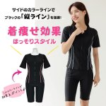 画像4: めぐれ防止　ボタン着き　フィットネス　水着セット　キャップ付き (4)