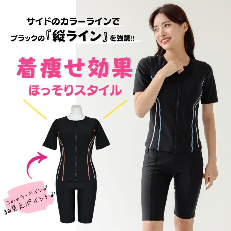 画像4: めぐれ防止　ボタン着き　フィットネス　水着セット　キャップ付き (4)
