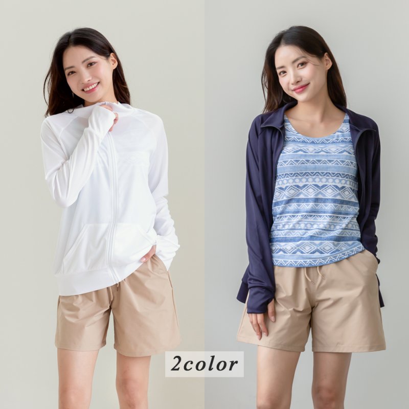 画像5: スタンドパーカー×エスニックボーダータンキニ 水着の4点セット (5)