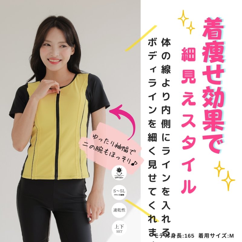 画像2: めぐれ防止　ボタン着き　フィットネス　帽子付き　水着セット (2)