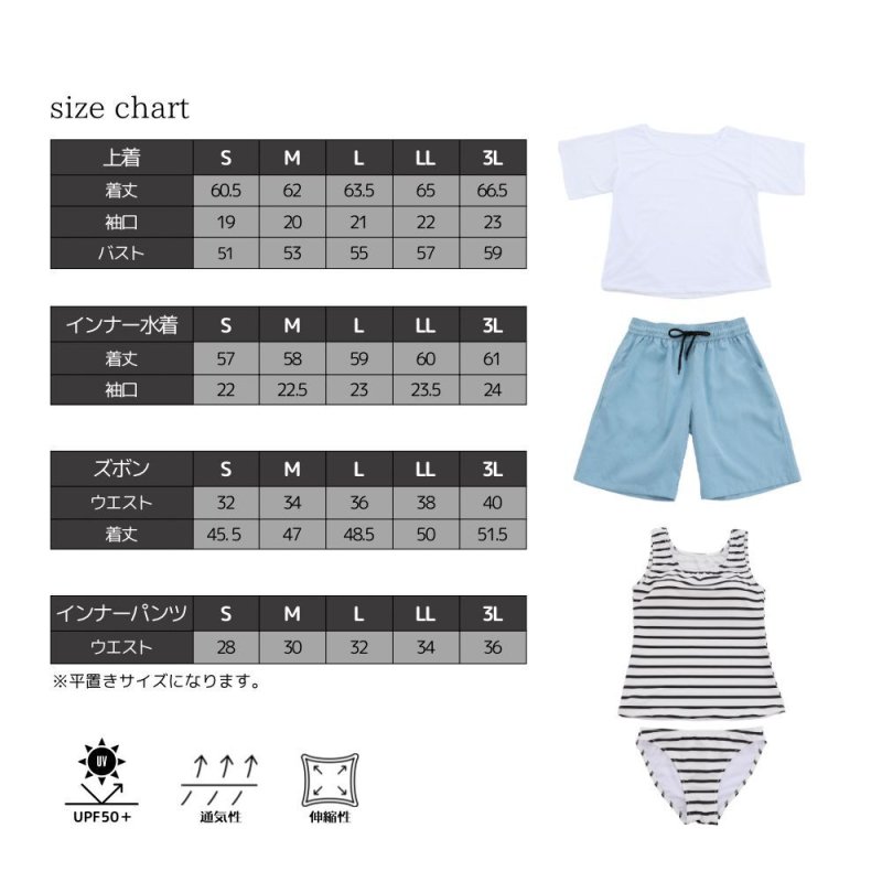 画像7: 体系カバーTシャツ ショットパンツ タンキニ上下セット 水着4点セット (7)