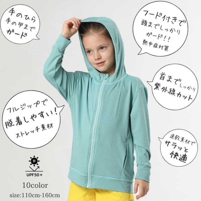 画像5: 男女兼用　KIDS用　帽子つき　ロング袖　UVカット　冷感水着　ラッシュガード (5)