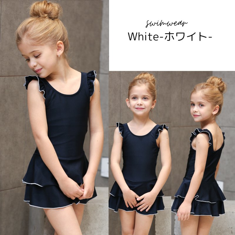 画像8: ワンピース型フリル肩スクール水着School学校水着 (8)