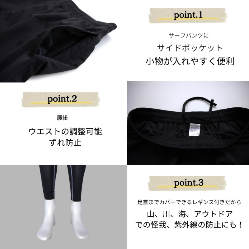 画像5: メンズ半袖　ラッシュガード　サーフパンツ　レギンス　キャップ付き　メンズ水着　４点セット (5)