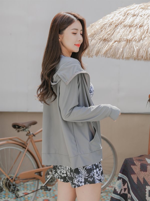 画像5: ハイネック帽子舌付きUVカットラッシュガード（男女兼用） (5)