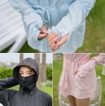 画像3: ハイネックハット付きUVカットヒンヤリ 特殊素材ロングラッシュガード (3)
