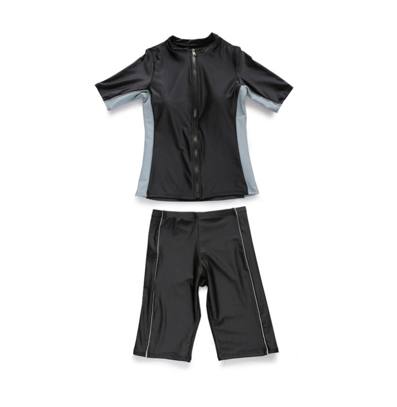 画像7: 9色半袖ハイウェイストフィットネス水着　 (7)