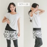 画像16: インナーカップ着きワンピースとショットパン着きレギンス二点セット体系カバー水着 (16)