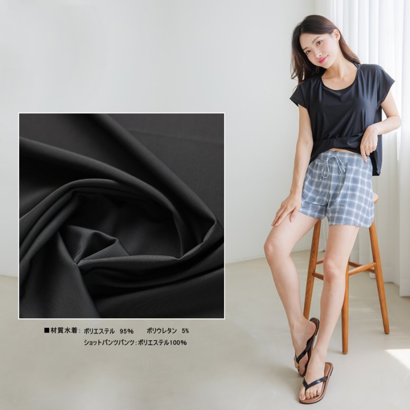 画像9: インナーブラつきトプッスとインナショーツつきショットパンと二点セット体型カバー水着セット (9)