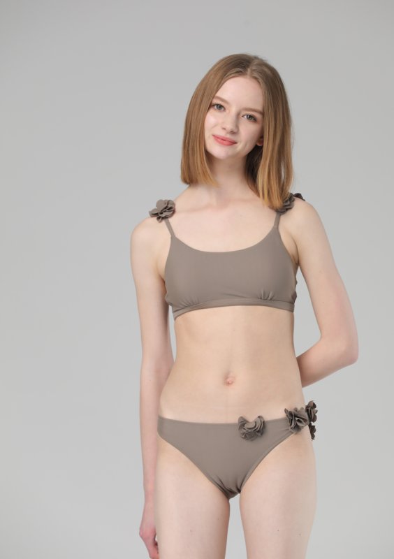 画像8: 肩フリル花つけビキニ２点セット水着 (8)