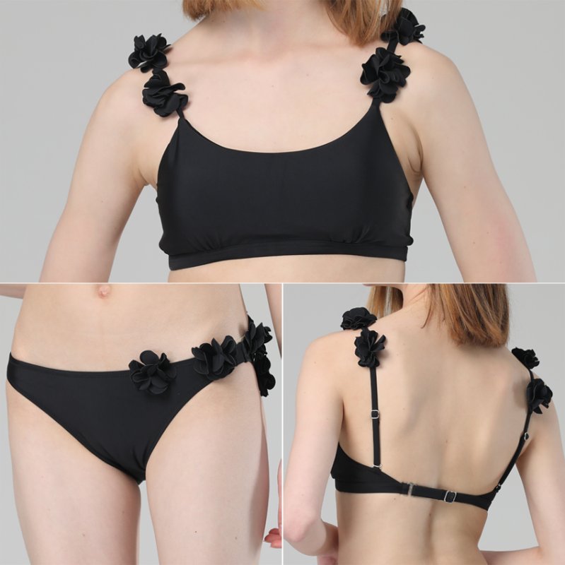 画像4: 肩フリル花つけビキニ２点セット水着 (4)
