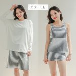 画像14: ロング袖ラッシュガード、膝まで布帛素材ロングショットパンツ、タンキニトップス、四角ショーツ、体型カバー水着４点セット (14)