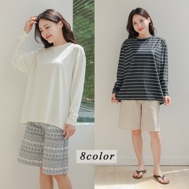 画像3: ロング袖ラッシュガード、膝まで布帛素材ロングショットパンツ、タンキニトップス、四角ショーツ、体型カバー水着4点セット (3)