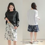画像8: ロング袖ラッシュガード、膝まで布帛素材ロングショットパンツ、タンキニトップス、四角ショーツ、体型カバー水着４点セット (8)