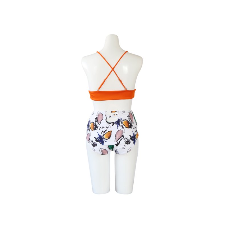 画像18: リブ素材ブラとハイウェストビキニセット水着 (18)