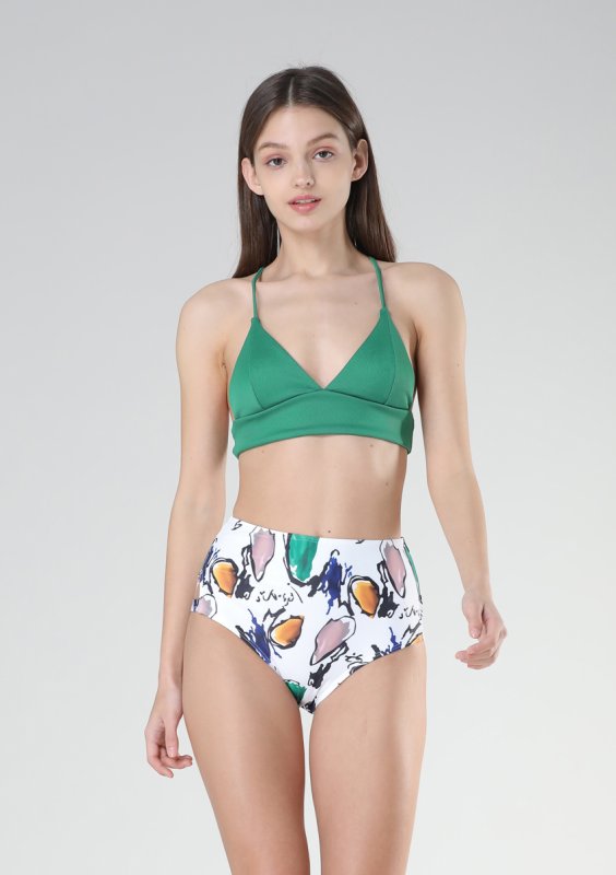 画像12: リブ素材ブラとハイウェストビキニセット水着 (12)