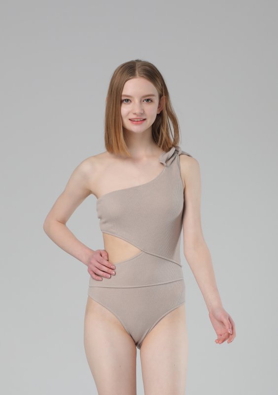 画像13: ワンショールターウェスト開きモノキニ (13)