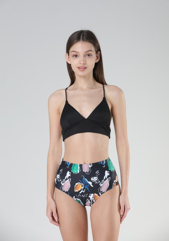 画像9: リブ素材ブラとハイウェストビキニセット水着 (9)