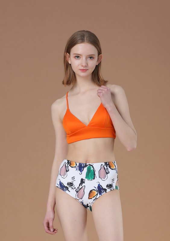 画像6: リブ素材ブラとハイウェストビキニセット水着 (6)