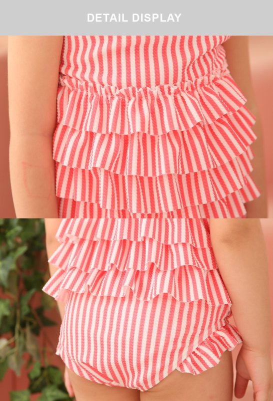 画像4: KIDSフリル縦ボーダー水着 (4)