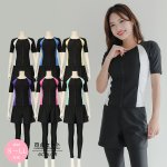 画像3: パンツレギンスセット　フィトネス 帽子付き　５点セット水着 (3)
