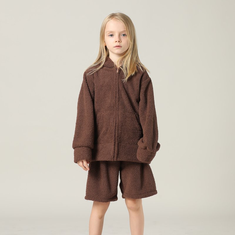 画像15: New mokomoko ZIP 猫耳フードパーカーとショットパンツセット男女兼用KIDS (15)