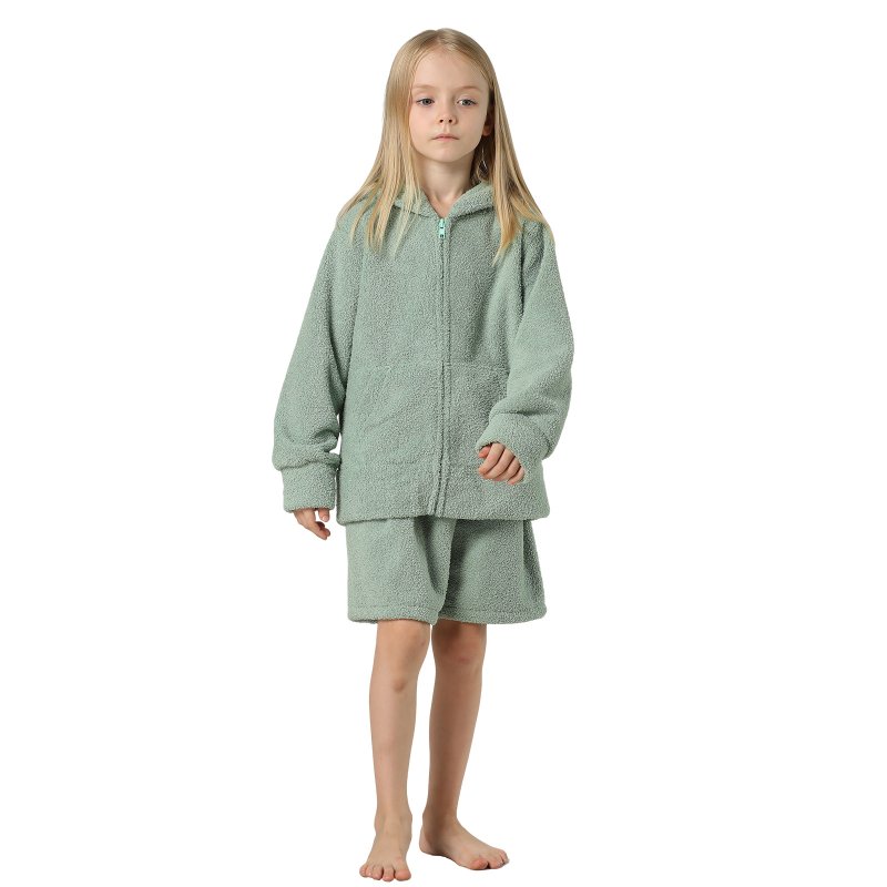 画像4: New mokomoko ZIP 猫耳フードパーカーとショットパンツセット男女兼用KIDS (4)