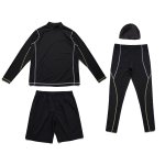 画像11: メンズロング袖　ラッシュガード　レギンス　ショットパンツ　キャップ付き　メンズ水着　４点セット (11)