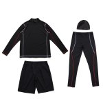 画像10: メンズロング袖　ラッシュガード　レギンス　ショットパンツ　キャップ付き　メンズ水着　４点セット (10)