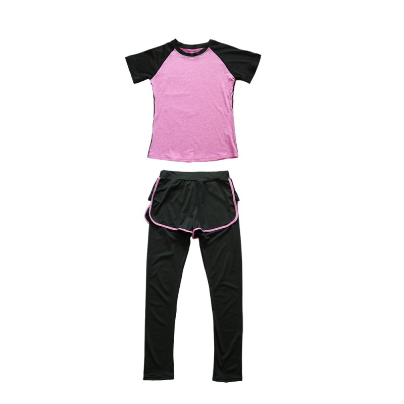 画像10: Tシャツとショットパンツ付きレギンスの2点セットyogaトレーニングウェア ポーツウェア (10)