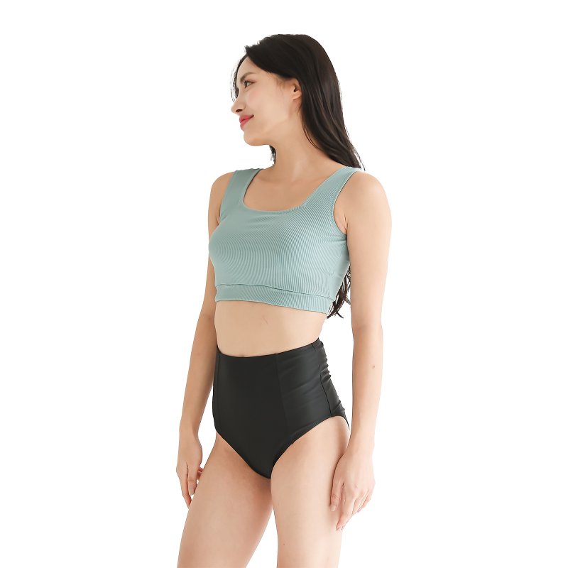 画像4: ハイネックブラとハイウェストショーツセット水着 (4)