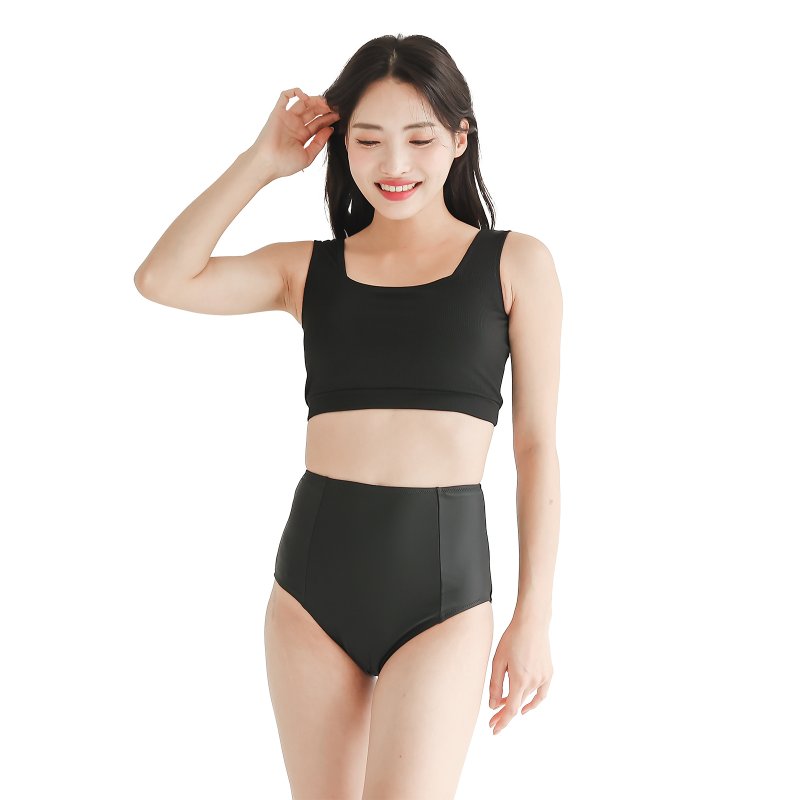 画像5: ハイネックブラとハイウェストショーツセット水着 (5)