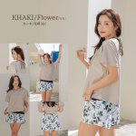 画像12: インナータンキニ付きTシャツ インナーパンツ付きショットパンツ 二点セット体系カバー水着 (12)