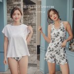 画像8: Tシャツ　ショットパンツ　タンキニ上下セットの体型カバー水着4点セット (8)