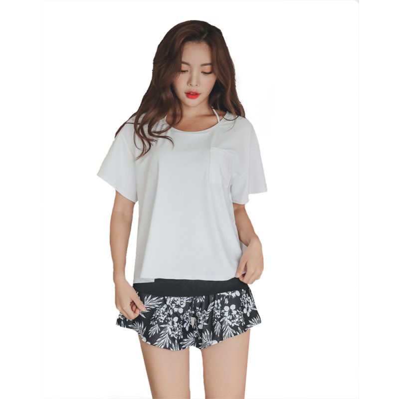 画像22: インナーブラつきTシャツとインナショーツつきショットパンと二点セット体型カバー水着セット (22)