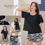 画像16: インナータンキニ付きTシャツ インナーパンツ付きショットパンツ 二点セット体系カバー水着 (16)