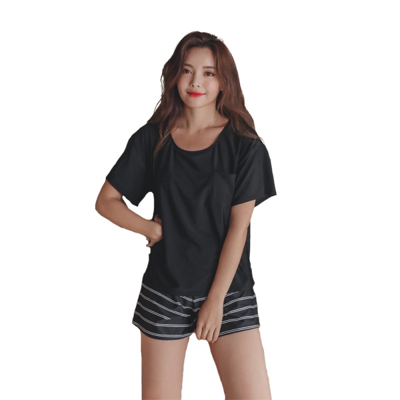 画像23: インナーブラつきTシャツとインナショーツつきショットパンと二点セット体型カバー水着セット (23)