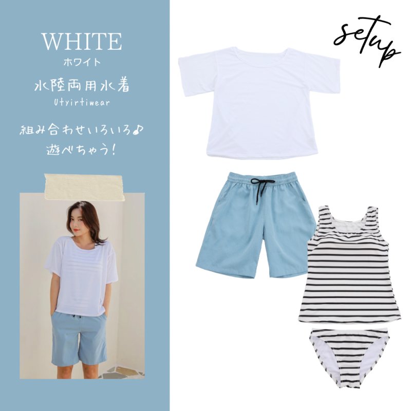 画像19: 体系カバーTシャツ ショットパンツ タンキニ上下セット 水着4点セット (19)