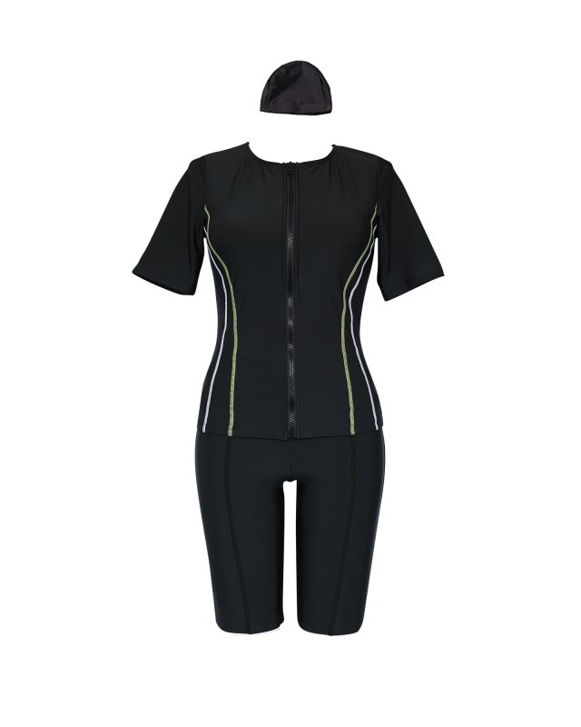 画像8: めぐれ防止　ボタン着き　フィットネス　水着セット　キャップ付き (8)