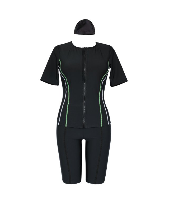 画像10: めぐれ防止　ボタン着き　フィットネス　水着セット　キャップ付き (10)