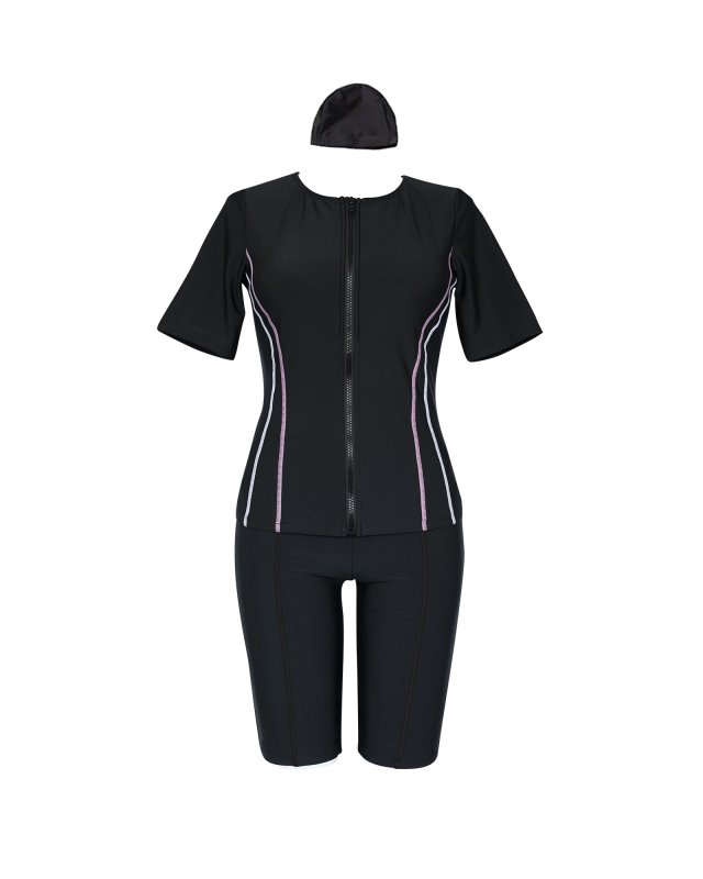 画像11: めぐれ防止　ボタン着き　フィットネス　水着セット　キャップ付き (11)