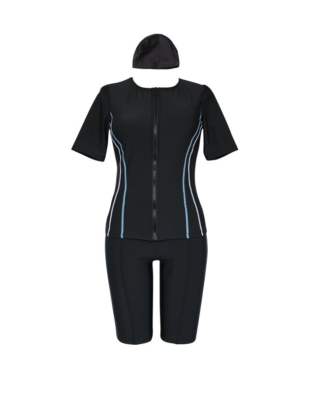 画像14: めぐれ防止　ボタン着き　フィットネス　水着セット　キャップ付き (14)