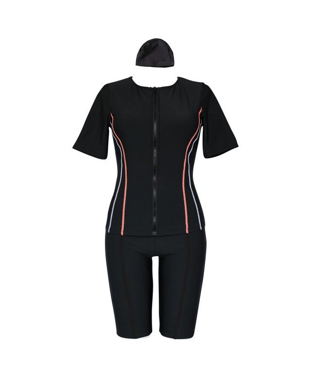 画像9: めぐれ防止　ボタン着き　フィットネス　水着セット　キャップ付き (9)