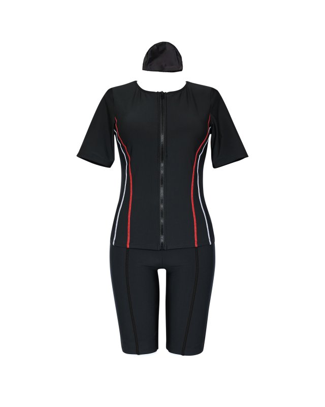 画像12: めぐれ防止　ボタン着き　フィットネス　水着セット　キャップ付き (12)