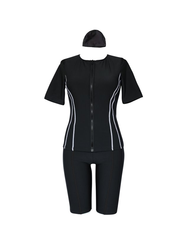 画像13: めぐれ防止　ボタン着き　フィットネス　水着セット　キャップ付き (13)