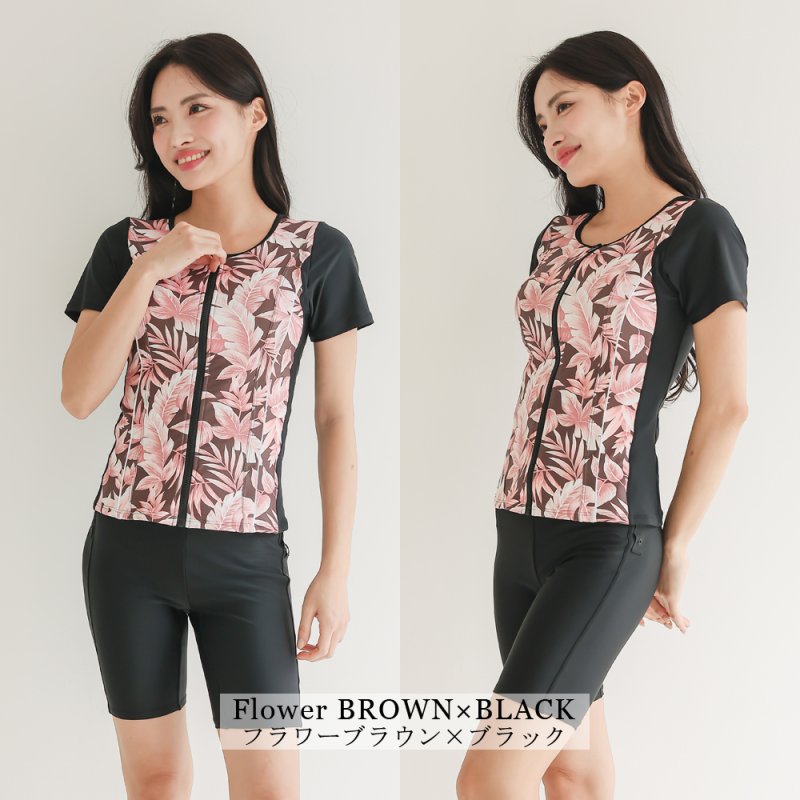 画像9: めぐれ防止　ボタン着き　フィットネス　帽子付き　水着セット (9)