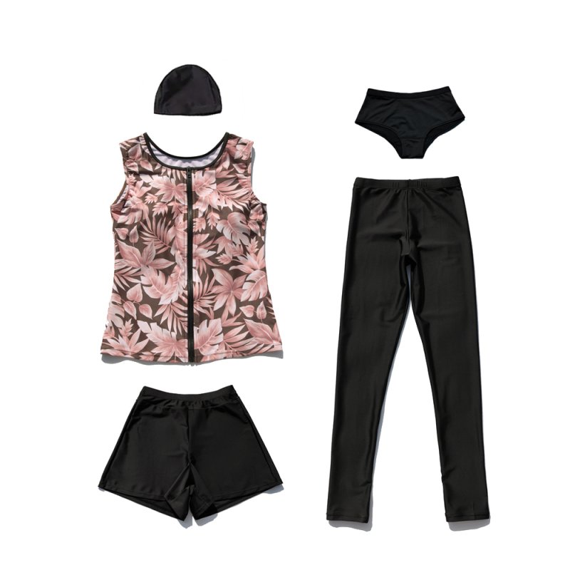 画像13: インナーショーツ、レギンス、ショットパンツとタンキニ5点セットフィットネス水着 (13)