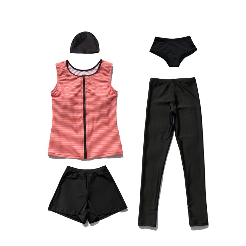 画像10: インナーショーツ、レギンス、ショットパンツとタンキニ5点セットフィットネス水着 (10)